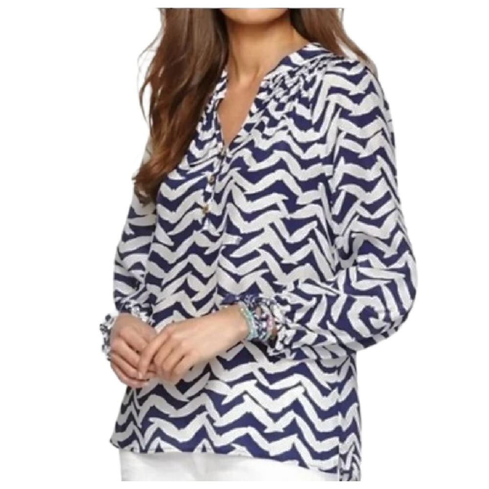 Lilly Pulitzer Silk Elsa Navy White